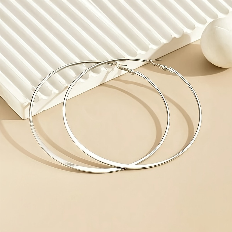 Stylish Golden Earrings with Large Hoops